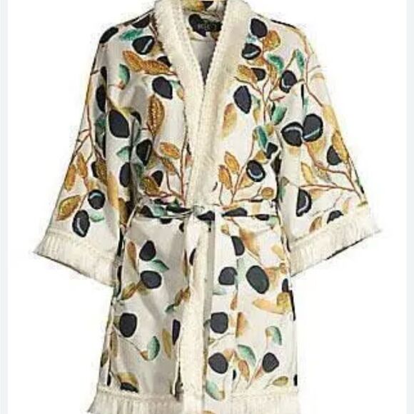 NWT 745.00 Patbo Fruta Print Beaded Kimono Jacket Cream / One Size - Picture 2 of 3